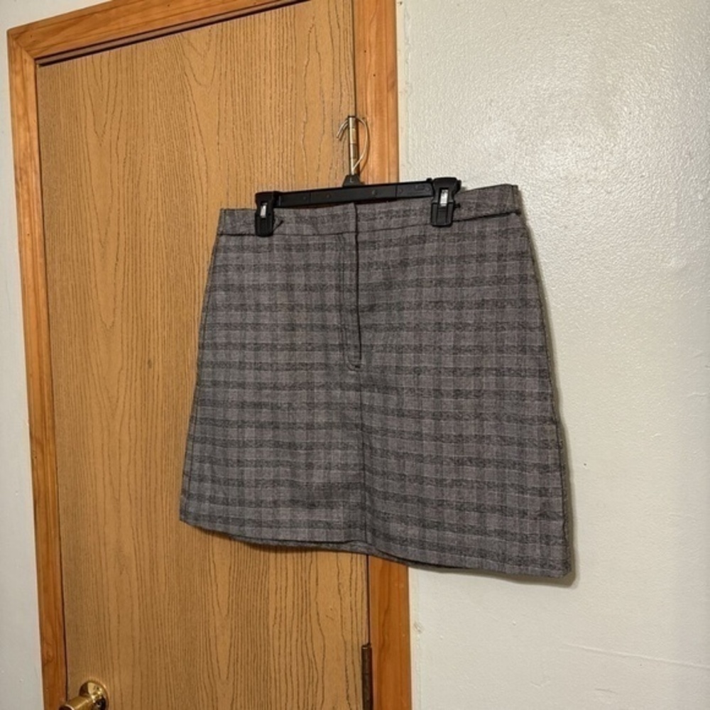 Banana Republic Factory Size 12 Gray w/Plaid Print Knee-Length A-Line Skirt